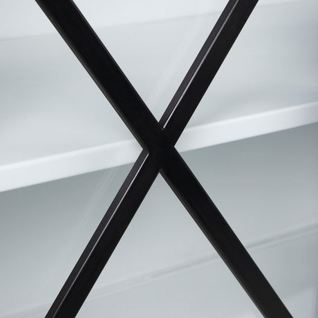 Aurelia 79.0L x 16.0W x 33.0H Black and White Metal Four Door Glass Cabinet from Mercana - Luna Furniture