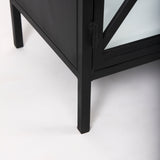 Aurelia 79.0L x 16.0W x 33.0H Black and White Metal Four Door Glass Cabinet from Mercana - Luna Furniture