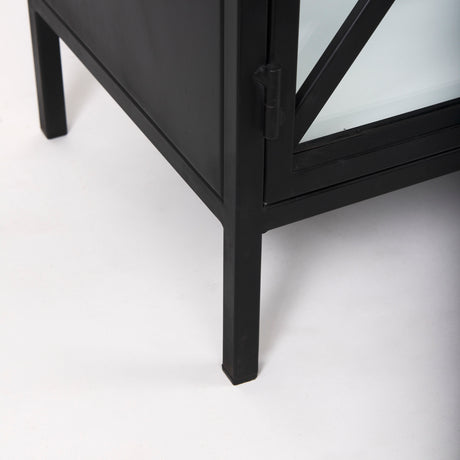Aurelia 79.0L x 16.0W x 33.0H Black and White Metal Four Door Glass Cabinet from Mercana - Luna Furniture