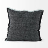 Malia 20L x 20W Black and Teal Fabric Fringed Pillow Cover from Mercana - Luna Furniture