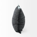 Malia 20L x 20W Black and Teal Fabric Fringed Pillow Cover from Mercana - Luna Furniture