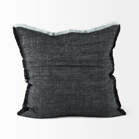 Malia 20L x 20W Black and Teal Fabric Fringed Pillow Cover from Mercana - Luna Furniture