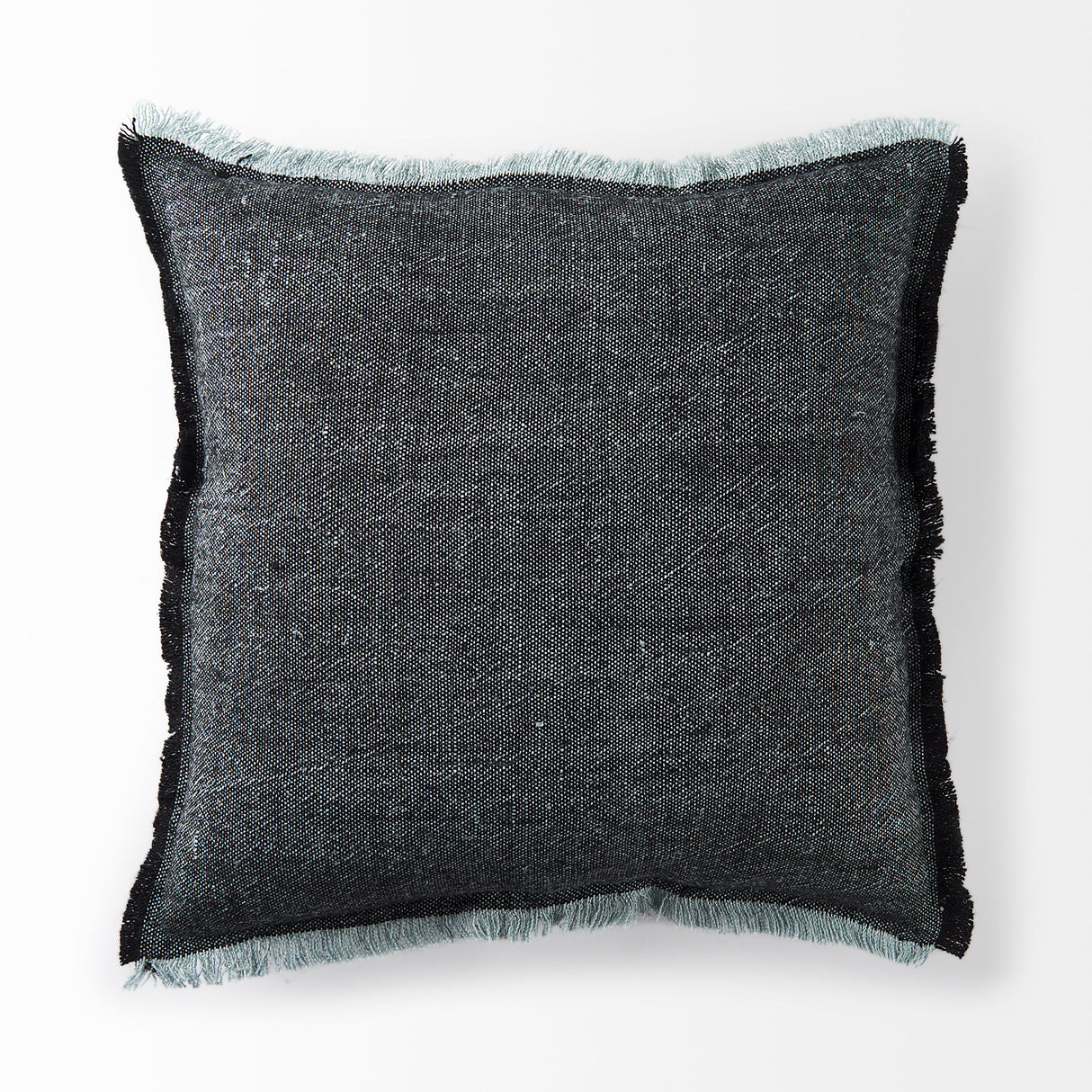 Malia 20L x 20W Black and Teal Fabric Fringed Pillow Cover from Mercana - Luna Furniture