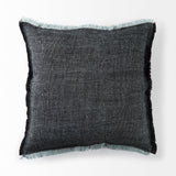 Malia 20L x 20W Black and Teal Fabric Fringed Pillow Cover from Mercana - Luna Furniture