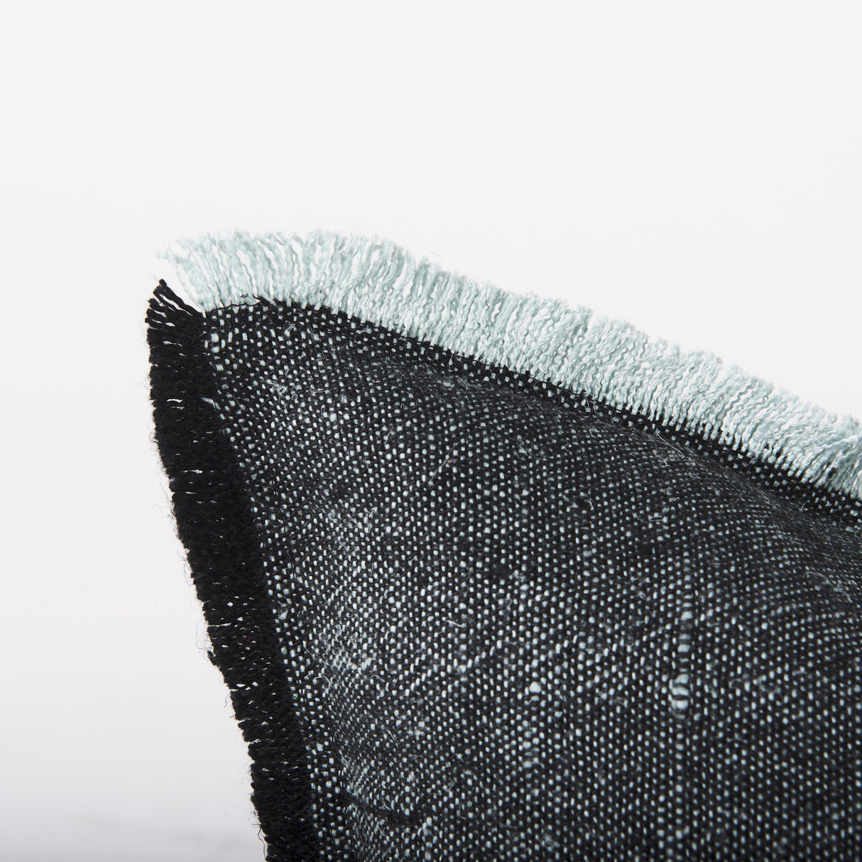 Malia 20L x 20W Black and Teal Fabric Fringed Pillow Cover from Mercana - Luna Furniture