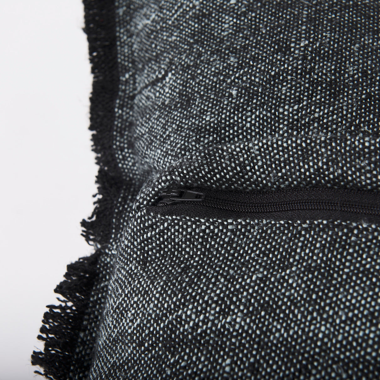 Malia 20L x 20W Black and Teal Fabric Fringed Pillow Cover from Mercana - Luna Furniture
