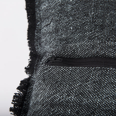 Malia 20L x 20W Black and Teal Fabric Fringed Pillow Cover from Mercana - Luna Furniture