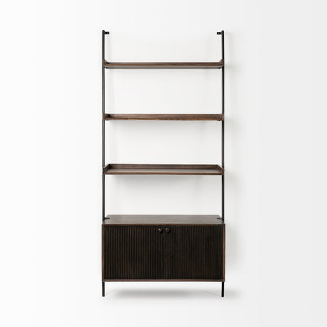 Grace 37.5L x 20W x 82H Two-Toned Brown Wood Three Shelf Shelving Unit from Mercana - Luna Furniture
