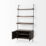 Grace 37.5L x 20W x 82H Two-Toned Brown Wood Three Shelf Shelving Unit from Mercana - Luna Furniture