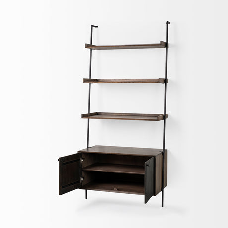 Grace 37.5L x 20W x 82H Two-Toned Brown Wood Three Shelf Shelving Unit from Mercana - Luna Furniture