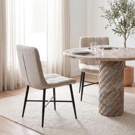 Barrow I Beige Fabric Wrap Black Metal Frame Dining Chair, Set of 2 from Mercana - Luna Furniture
