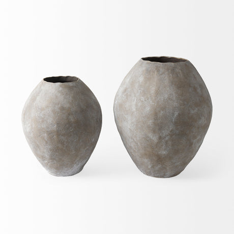 Gobi 19.75L x 24H Large Tan Ceramic Oval Vase from Mercana - Luna Furniture