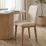 David Diamond Tuffed Cream Fabric Wrap Brown Wood Base Dining Chair, Set of 2 from Mercana - Luna Furniture