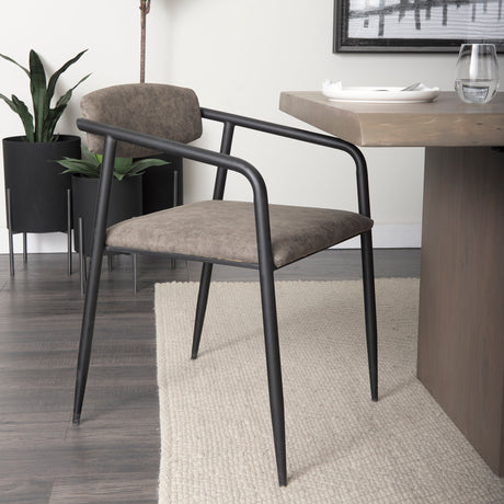 Langston Brown Faux-Leather Seat Black Iron Frame Dining Chair, Set of 2 from Mercana - Luna Furniture