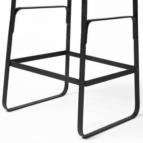 Conan 25" Seat Height Brown Wood Seat Black Metal Frame Counter Stool from Mercana - Luna Furniture