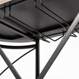 Marlon Black Metal Frame Two Tier Shelves w/Stemware holder Bar Cart from Mercana - Luna Furniture