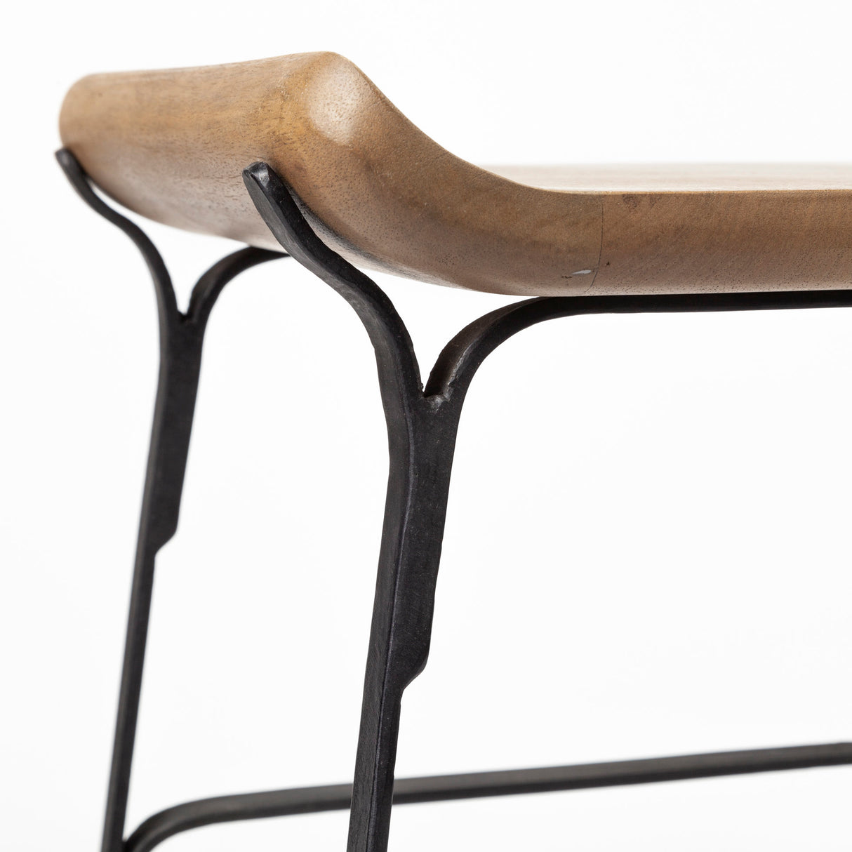 Conan 25" Seat Height Brown Wood Seat Black Metal Frame Counter Stool from Mercana - Luna Furniture