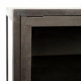 Arelius 36L x 18W Black-Brown Wood, Black Metal Base w/ 2 Glass Doors Accent Cabinet from Mercana - Luna Furniture