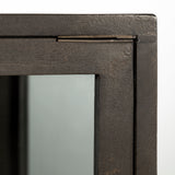 Arelius 36L x 18W Black-Brown Wood, Black Metal Base w/ 2 Glass Doors Accent Cabinet from Mercana - Luna Furniture
