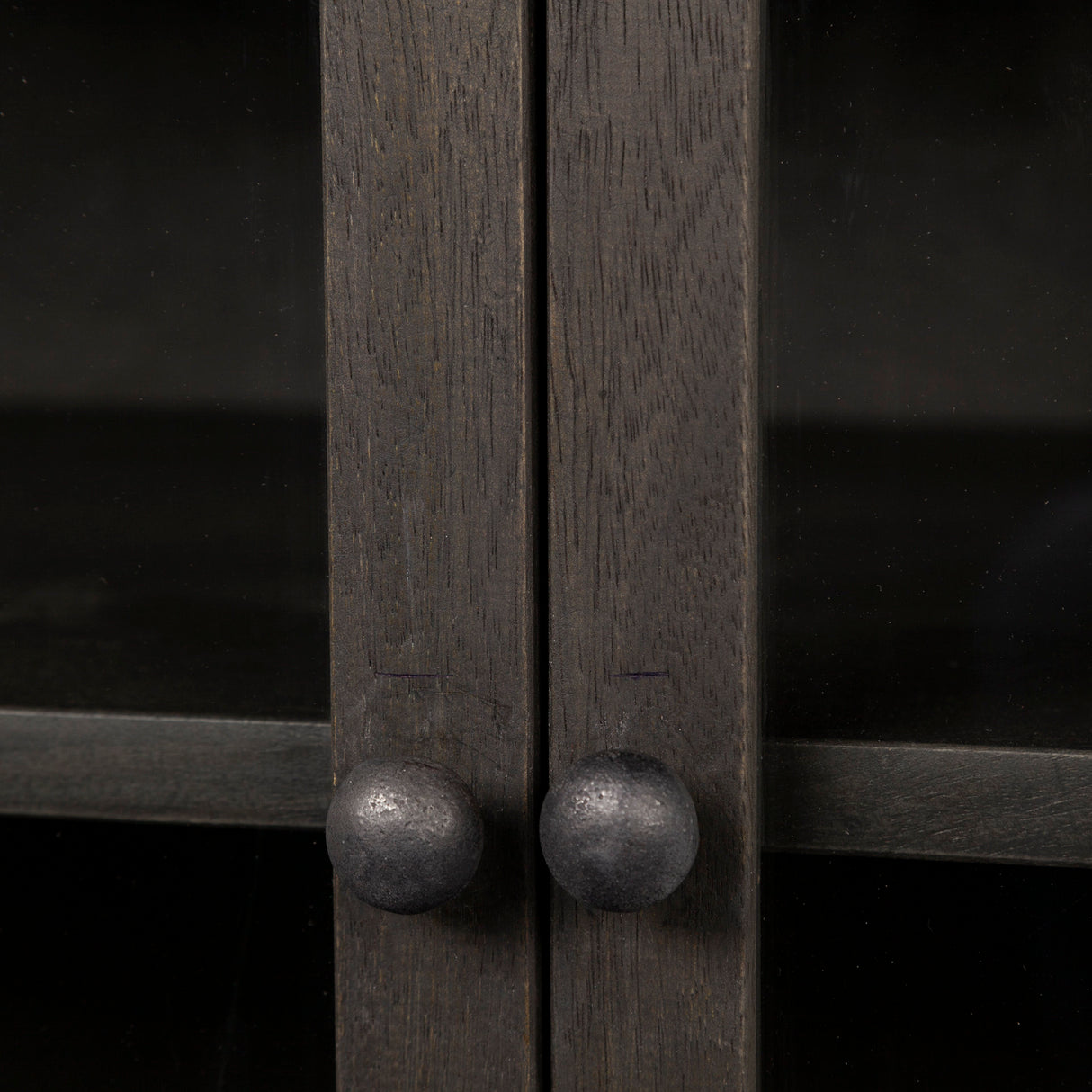 Arelius 36L x 18W Black-Brown Wood, Black Metal Base w/ 2 Glass Doors Accent Cabinet from Mercana - Luna Furniture