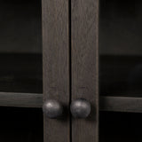 Arelius 36L x 18W Black-Brown Wood, Black Metal Base w/ 2 Glass Doors Accent Cabinet from Mercana - Luna Furniture