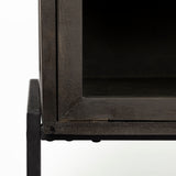 Arelius 36L x 18W Black-Brown Wood, Black Metal Base w/ 2 Glass Doors Accent Cabinet from Mercana - Luna Furniture