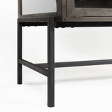 Arelius 36L x 18W Black-Brown Wood, Black Metal Base w/ 2 Glass Doors Accent Cabinet from Mercana - Luna Furniture