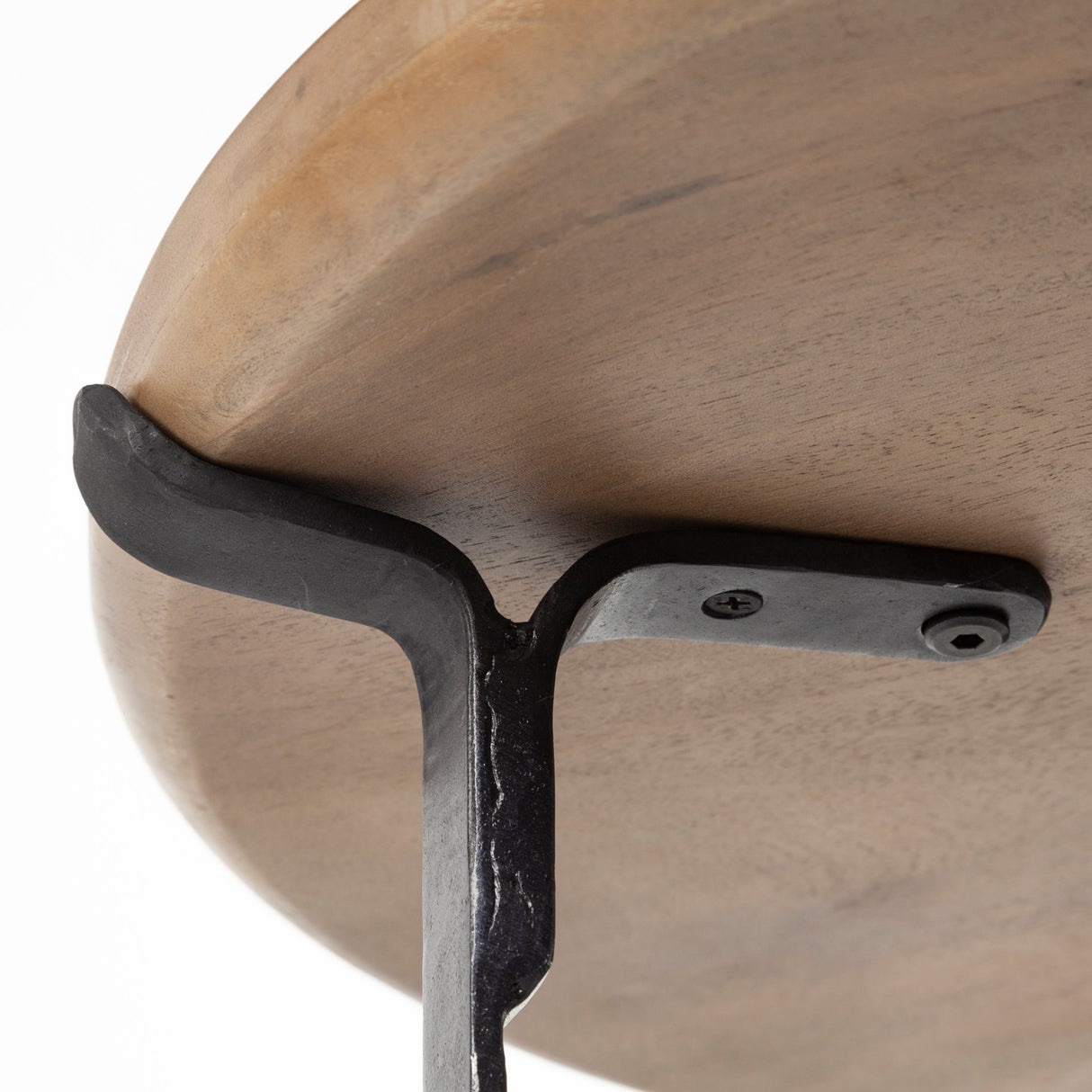 Helios III 20L x 24H Set of Two Round Brown Solid Wood Iron Base Nesting End/Side Tables from Mercana - Luna Furniture
