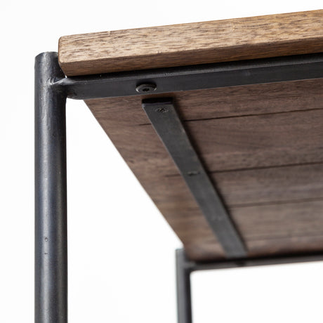 Glenn I 20L x 21W x 24H Dark Brown Wood w/ Black Iron Frame Square End/Side Table from Mercana - Luna Furniture