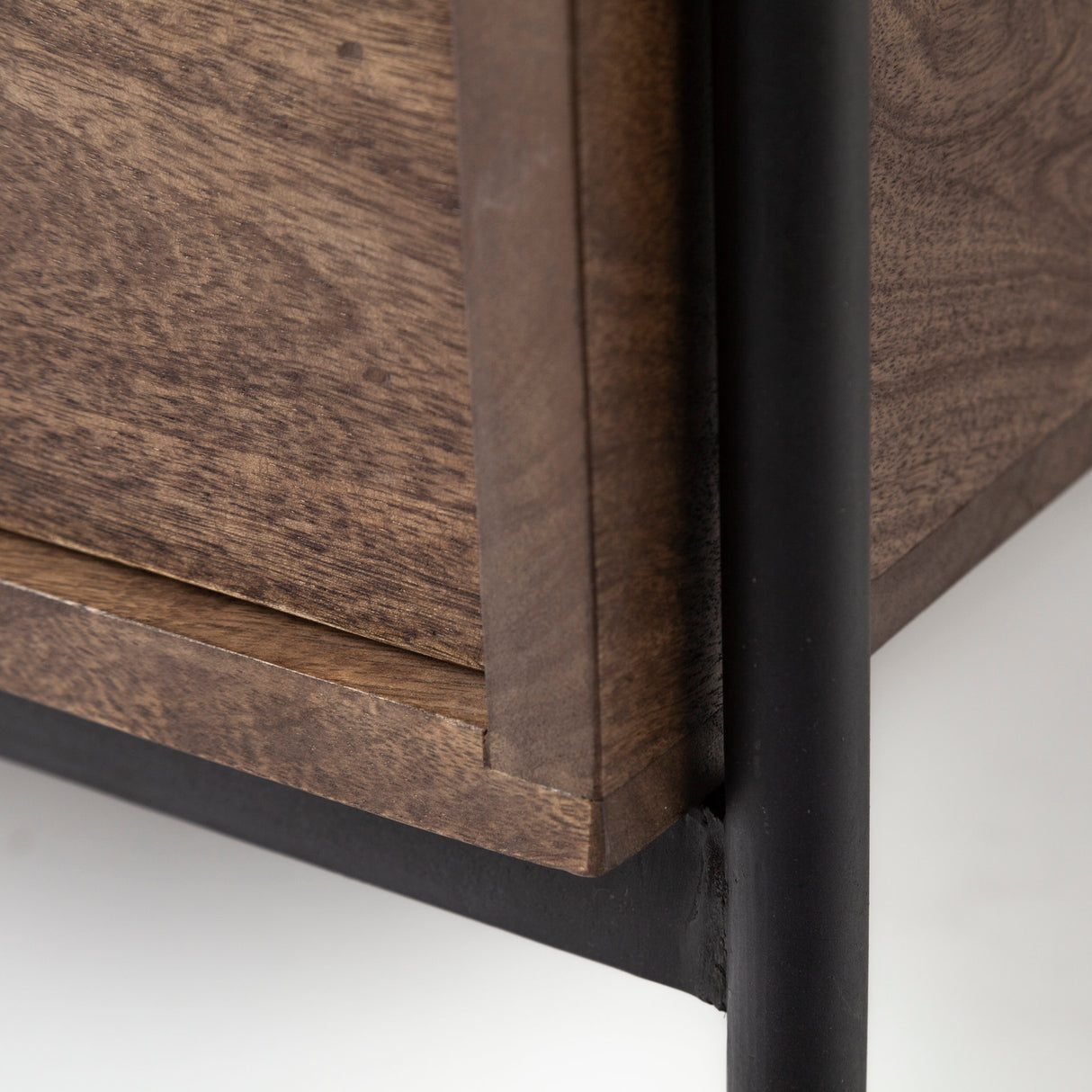 Glenn I 20L x 21W x 24H Dark Brown Wood w/ Black Iron Frame Square End/Side Table from Mercana - Luna Furniture