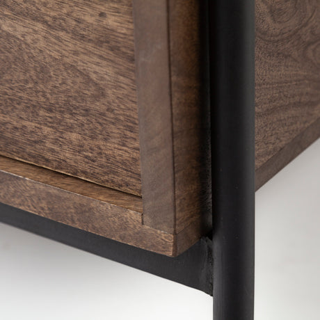 Glenn I 20L x 21W x 24H Dark Brown Wood w/ Black Iron Frame Square End/Side Table from Mercana - Luna Furniture