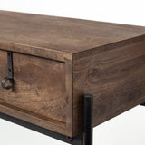 Glenn III 56L x 14W Dark Brown Wood w/ Black Iron Frame, 4 Drawer Console Table from Mercana - Luna Furniture