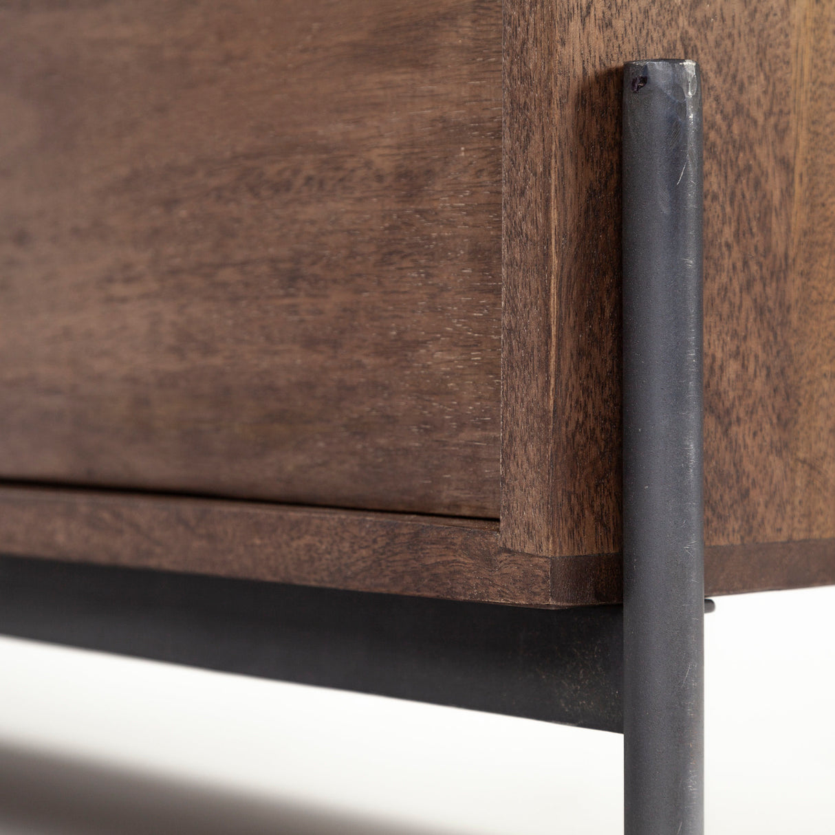 Glenn IV Dark Brown Wood w/ Black Iron Frame Media Console w/ Storage, TV Stand for TV up to 71" from Mercana - Luna Furniture
