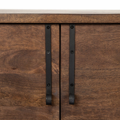 Glenn VI 71.5x18 Dark Brown Wood Frame w/ Black Iron Accent, 6 Drawer, 2 Door Cabinet Sideboard from Mercana - Luna Furniture