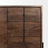 Glenn VI 71.5x18 Dark Brown Wood Frame w/ Black Iron Accent, 6 Drawer, 2 Door Cabinet Sideboard from Mercana - Luna Furniture