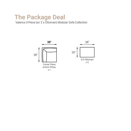 Valence 3 Piece Light Gray Modular Sofa Set (Included 2 x Ottoman) from Mercana - Luna Furniture