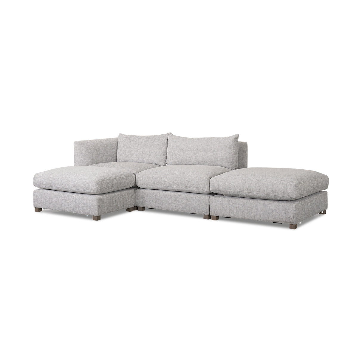 Valence 4 Piece Light Gray Modular Sofa Set (Included 2 x Ottoman)