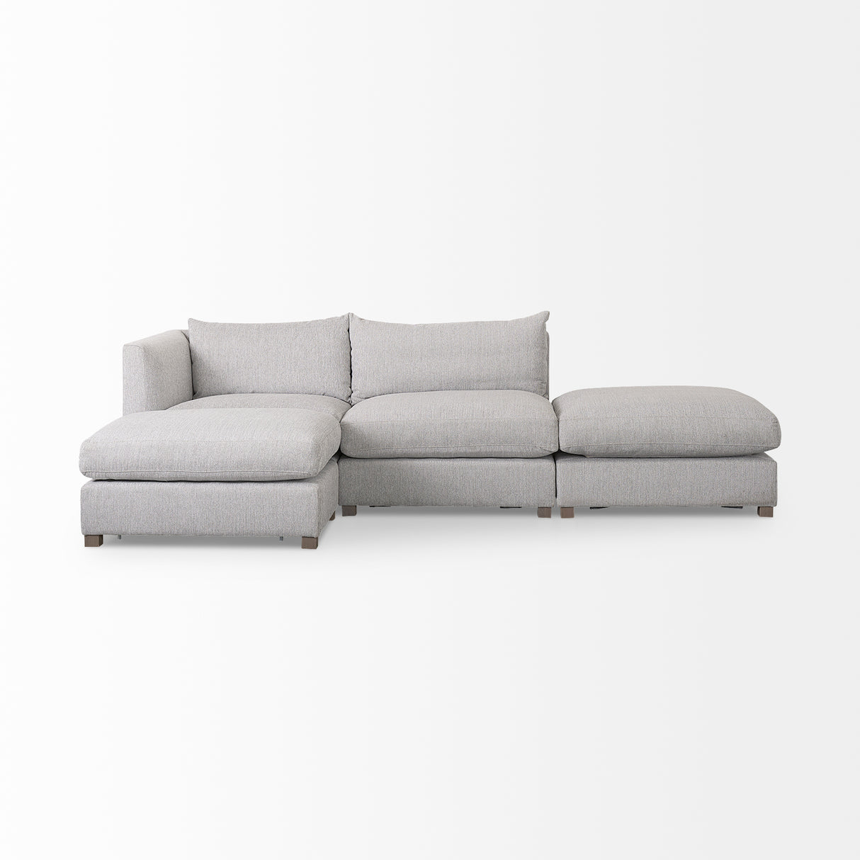 Valence 4 Piece Light Gray Modular Sofa Set (Included 2 x Ottoman)