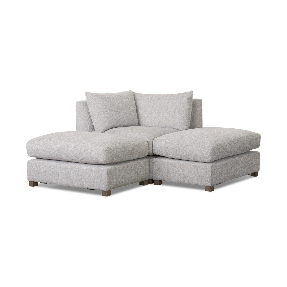 Valence 3 Piece Light Gray Modular Sofa Set (Included 2 x Ottoman)