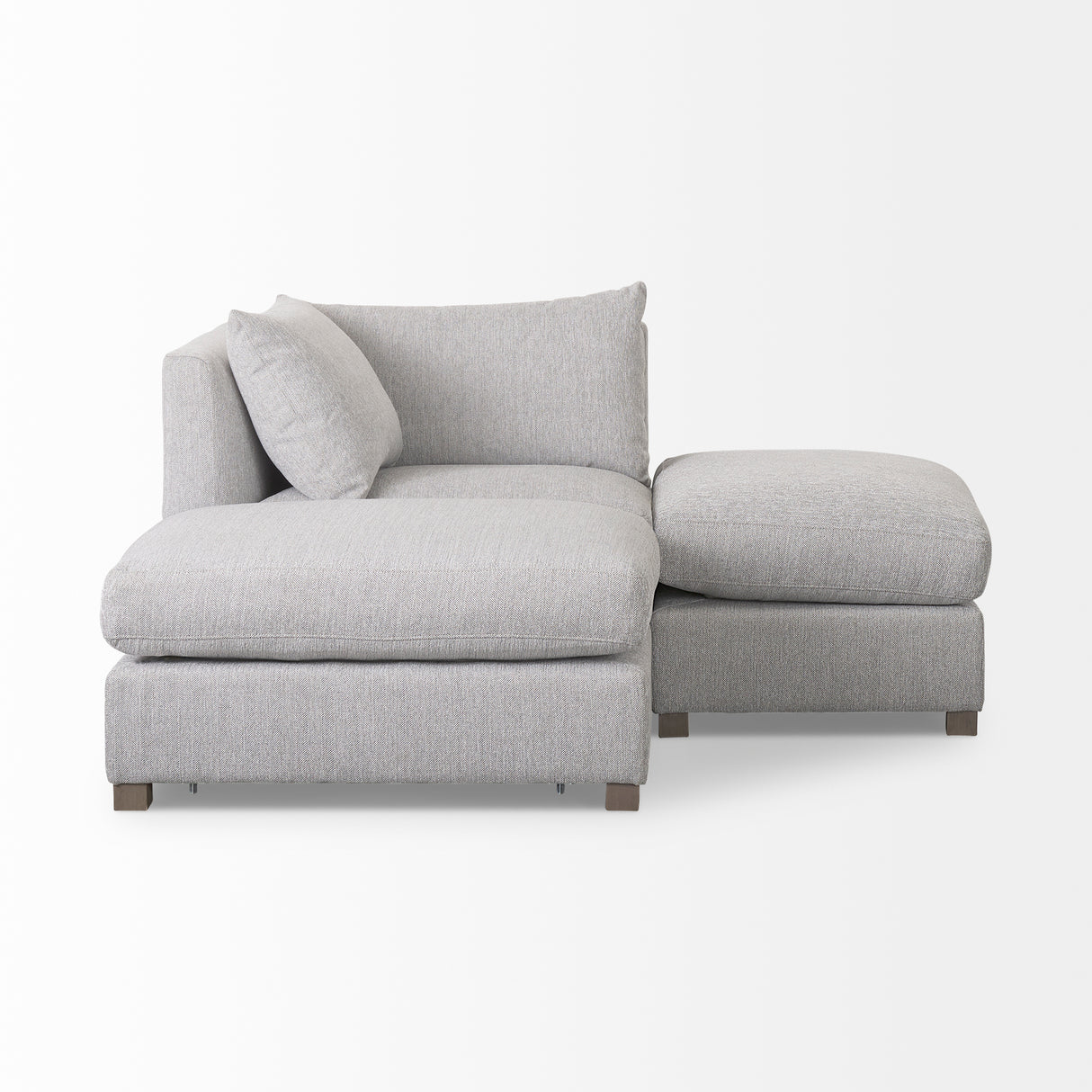 Valence 3 Piece Light Gray Modular Sofa Set (Included 2 x Ottoman)