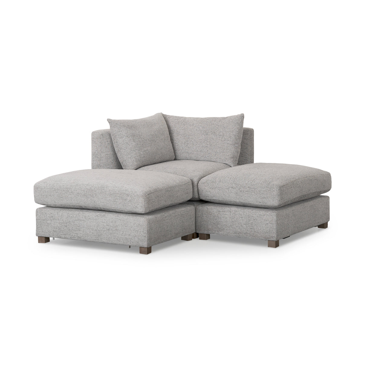 Valence 3 Piece (W/ 2 x Ottoman) Medium Gray Modular Sofa Set from Mercana - Luna Furniture