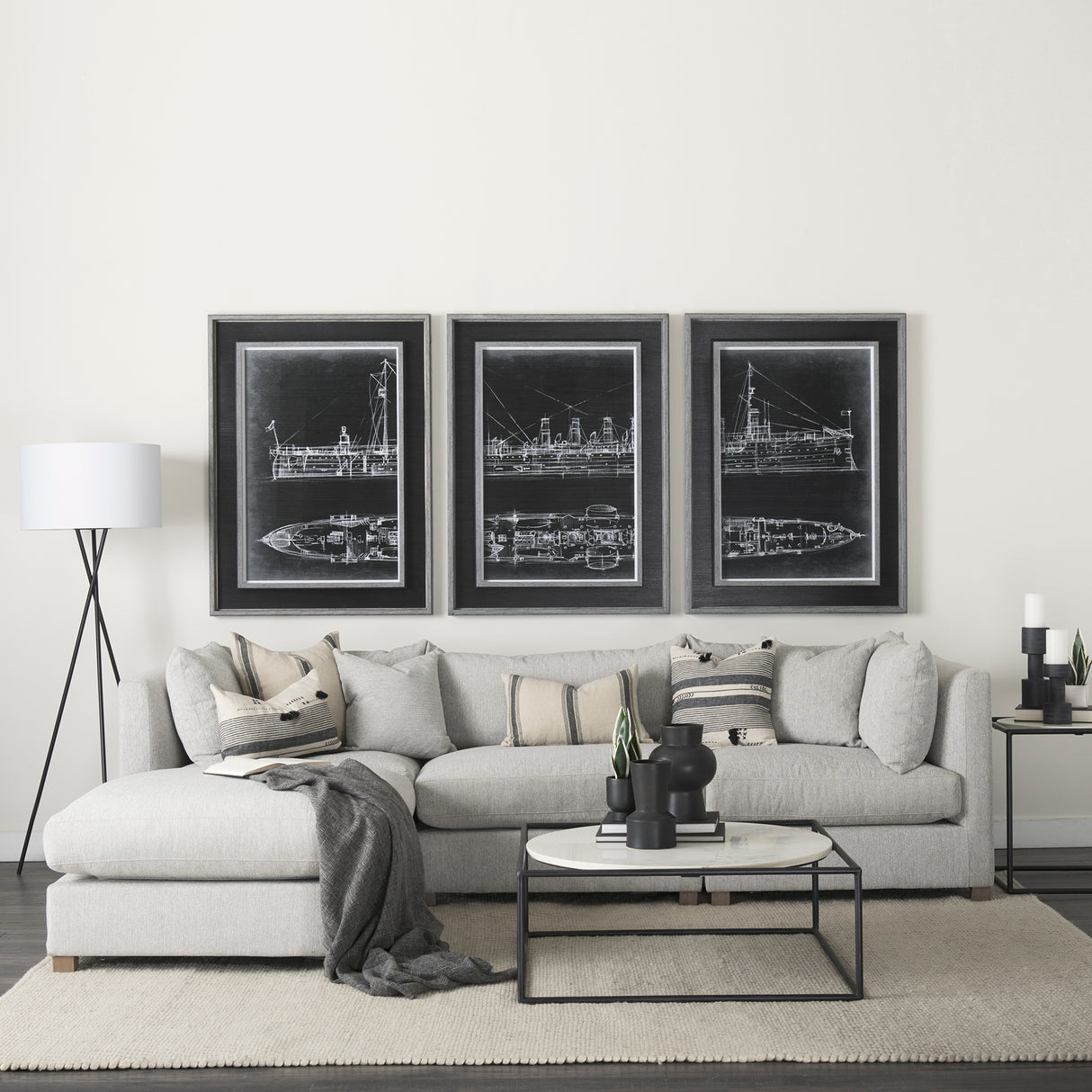 Valence 3 Piece Light Gray Modular Sofa Set (Included 1 Ottoman)