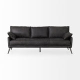 Cochrane 82L x 33W x 32.3 Black Leather Three Seater Sofa from Mercana - Luna Furniture