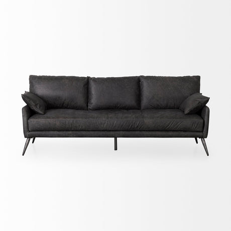 Cochrane 82L x 33W x 32.3 Black Leather Three Seater Sofa from Mercana - Luna Furniture