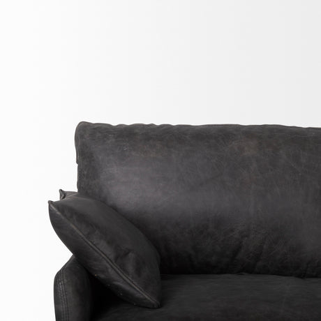Cochrane 82L x 33W x 32.3 Black Leather Three Seater Sofa from Mercana - Luna Furniture