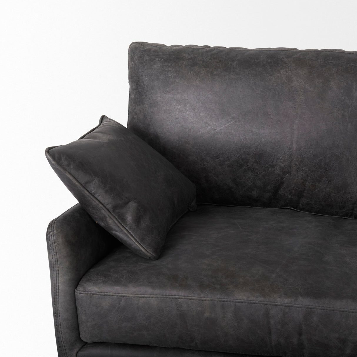 Cochrane 82L x 33W x 32.3 Black Leather Three Seater Sofa from Mercana - Luna Furniture