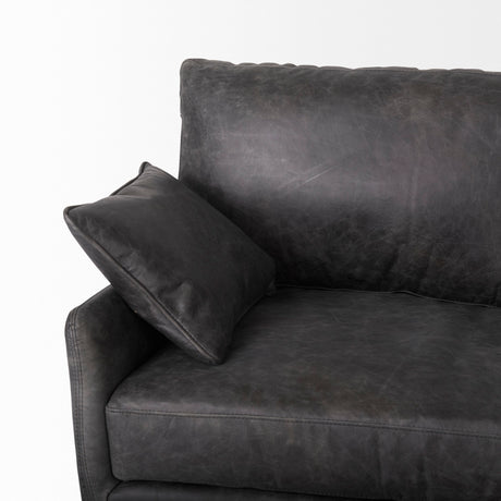 Cochrane 82L x 33W x 32.3 Black Leather Three Seater Sofa from Mercana - Luna Furniture