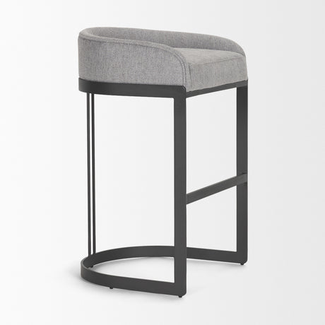 Hollyfield II Gray Fabric Seat W/ Gray Metal Base Bar Stool from Mercana - Luna Furniture