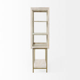 Arelius 36L x 18.75W x 63H White Wood W/ Gold Metal Base Display Cabinet from Mercana - Luna Furniture