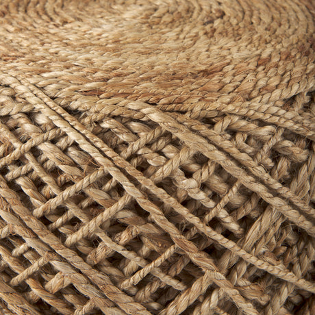 Allium Brown Handwoven Wool Cylindrical Pouf from Mercana - Luna Furniture